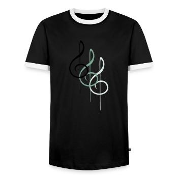 Musik Notenschlüssel Note Melodie Musiknote Sound - Männer Kontrast-T-Shirt - Schwarz/Weiß - Vorne - AI Model Female 172 light (172cm) & AI Model Male 178 light (178cm)