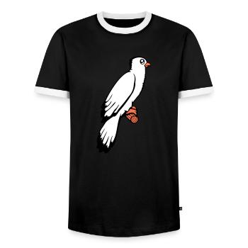 oiseau assis mignon cage branche animal de compagnie cher perroquet - T-shirt contrasté Homme - noir/blanc - Devant - AI Model Female 172 light (172cm) & AI Model Male 178 light (178cm)