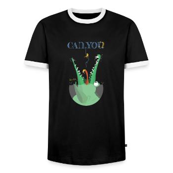 CrocoCanyon - Männer Kontrast-T-Shirt - Schwarz/Weiß - Vorne - AI Model Female 172 light (172cm) & AI Model Male 178 light (178cm)