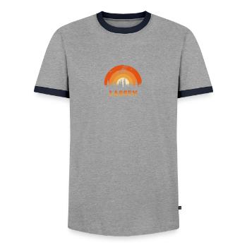 Parc national volcanique de Lassen Vintage, Californie - T-shirt contrasté Homme - gris/marine  - Devant - AI Model Female 172 light (172cm) & AI Model Male 178 light (178cm)