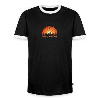 Vintage Mount Whitney Fan Retro Cool Sunset - Men's Ringer Shirt - black/white - Front - AI Model Female 172 light (172cm) & AI Model Male 178 light (178cm)