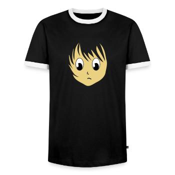 Anime girlie manga girl girls 3 c. - Men's Ringer Shirt - black/white - Front - AI Model Female 172 light (172cm) & AI Model Male 178 light (178cm)