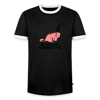 I'm an animal marmot term - Men's Ringer Shirt - black/white - Front - AI Model Female 172 light (172cm) & AI Model Male 178 light (178cm)