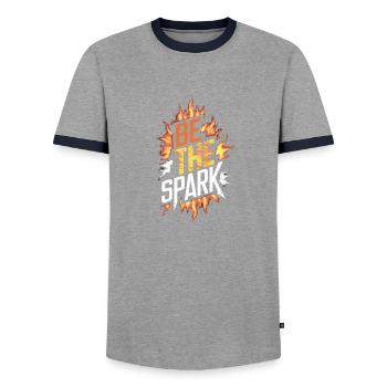 Be The Spark - Men's Ringer Shirt - grey/navy  - Front - AI Model Female 172 light (172cm) & AI Model Male 178 light (178cm)