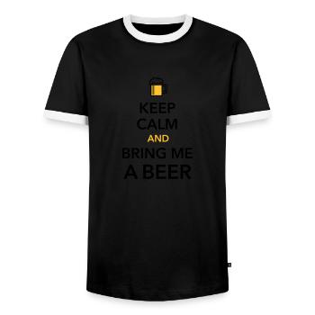 Keep calm bring me a Beer Biergarten durstig Grill - Männer Kontrast-T-Shirt - Schwarz/Weiß - Vorne - AI Model Female 172 light (172cm) & AI Model Male 178 light (178cm)