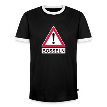 Achtung Bosseln - Männer Kontrast-T-Shirt - Schwarz/Weiß - Vorne - AI Model Female 172 light (172cm) & AI Model Male 178 light (178cm)