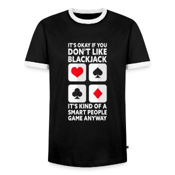 Ce n’est pas grave si vous n’aimez pas Blackjack Funny Casino - T-shirt contrasté Homme - noir/blanc - Devant - AI Model Female 172 light (172cm) & AI Model Male 178 light (178cm)
