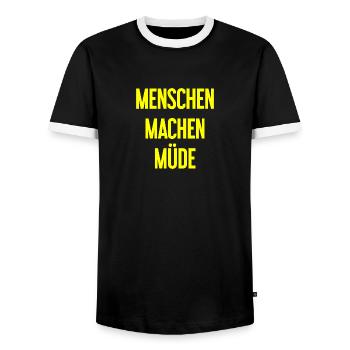 People make you tired - Funny saying - Men's Ringer Shirt - black/white - Front - AI Model Female 172 light (172cm) & AI Model Male 178 light (178cm)