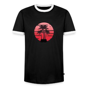 Vacances Palmiers - T-shirt contrasté Homme - noir/blanc - Devant - AI Model Female 172 light (172cm) & AI Model Male 178 light (178cm)