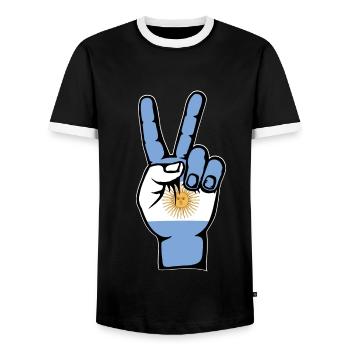 Argentina Flag Peace Symbol - Men's Ringer Shirt - black/white - Front - AI Model Female 172 light (172cm) & AI Model Male 178 light (178cm)