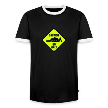 caution only 69 adult sex deposit vorsic - T-shirt contrasté Homme - noir/blanc - Devant - AI Model Female 172 light (172cm) & AI Model Male 178 light (178cm)