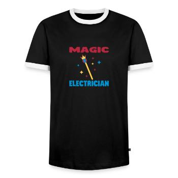 Plumber / Mechanician / electrician / Dad / Geek - T-shirt contrasté Homme - noir/blanc - Devant - AI Model Female 172 light (172cm) & AI Model Male 178 light (178cm)