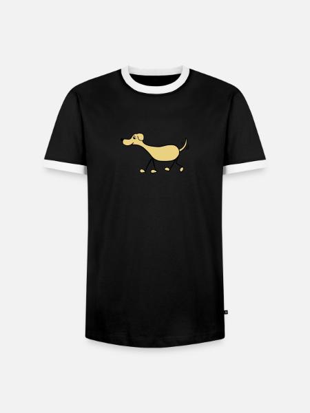 Funny Dog Drawing - Men's Ringer Shirt - black/white