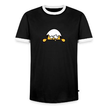 Poussins fous derrière le mur - T-shirt contrasté Homme - noir/blanc - Devant - AI Model Female 172 light (172cm) & AI Model Male 178 light (178cm)