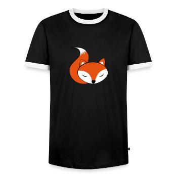 schlafender FoxiFuchs - Männer Kontrast-T-Shirt - Schwarz/Weiß - Vorne - AI Model Female 172 light (172cm) & AI Model Male 178 light (178cm)