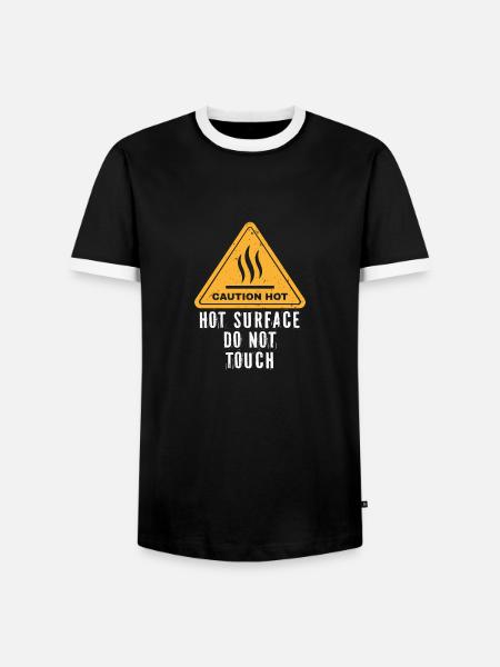 Nicht berühren heiße Oberfläche - Männer Kontrast-T-Shirt - Schwarz/Weiß