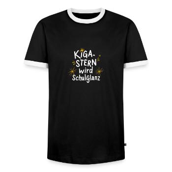 KiGa-Stern wird Schulglanz: Kita Abgänger Absolven - Männer Kontrast-T-Shirt - Schwarz/Weiß - Vorne - AI Model Female 172 light (172cm) & AI Model Male 178 light (178cm)