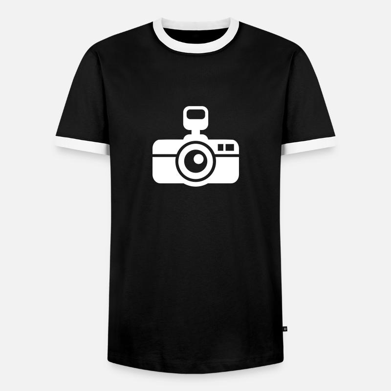 Kamera - Männer Kontrast-T-Shirt - Schwarz/Weiß