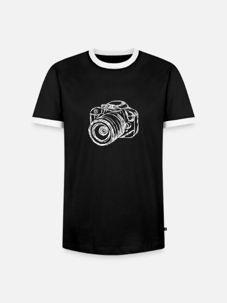 kamera weiß - Männer Kontrast-T-Shirt - Schwarz/Weiß