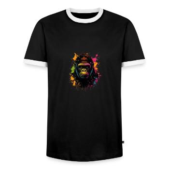 Gorille coloré Splash Art Expression - T-shirt contrasté Homme - noir/blanc - Devant - AI Model Female 172 light (172cm) & AI Model Male 178 light (178cm)