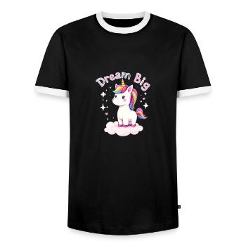 Dream Big Unicorn Inspiration for Unicorn Lovers - Men's Ringer Shirt - black/white - Front - AI Model Female 172 light (172cm) & AI Model Male 178 light (178cm)