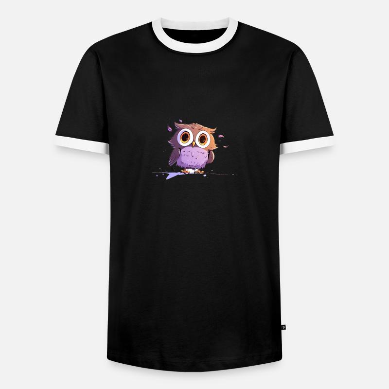 Überraschte Eule - Männer Kontrast-T-Shirt - Schwarz/Weiß