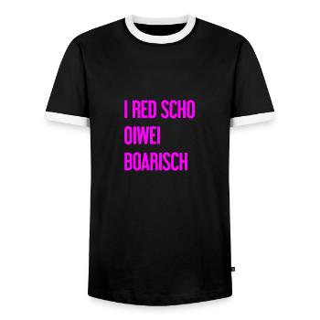 I red scho oiwei boarisch - T-shirt contrasté Homme - noir/blanc - Devant - AI Model Female 172 light (172cm) & AI Model Male 178 light (178cm)
