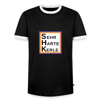 SHK - Sehr Harte Kerle - Männer Kontrast-T-Shirt - Schwarz/Weiß - Vorne - AI Model Female 172 light (172cm) & AI Model Male 178 light (178cm)