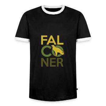 Fauconnerie de décapage - T-shirt contrasté Homme - noir/blanc - Devant - AI Model Female 172 light (172cm) & AI Model Male 178 light (178cm)