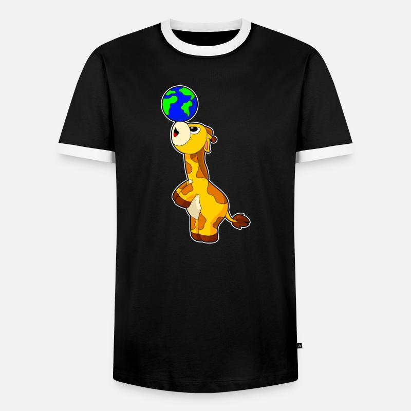Giraffe Erde - Männer Kontrast-T-Shirt - Schwarz/Weiß