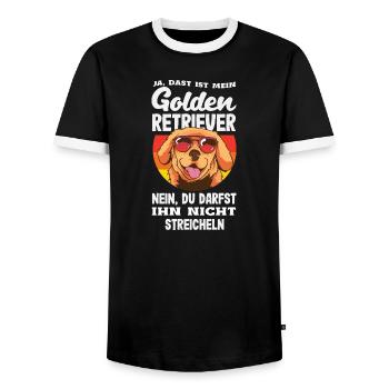 Golden Retriever Owner Owner Gift - Men's Ringer Shirt - black/white - Front - AI Model Female 172 light (172cm) & AI Model Male 178 light (178cm)