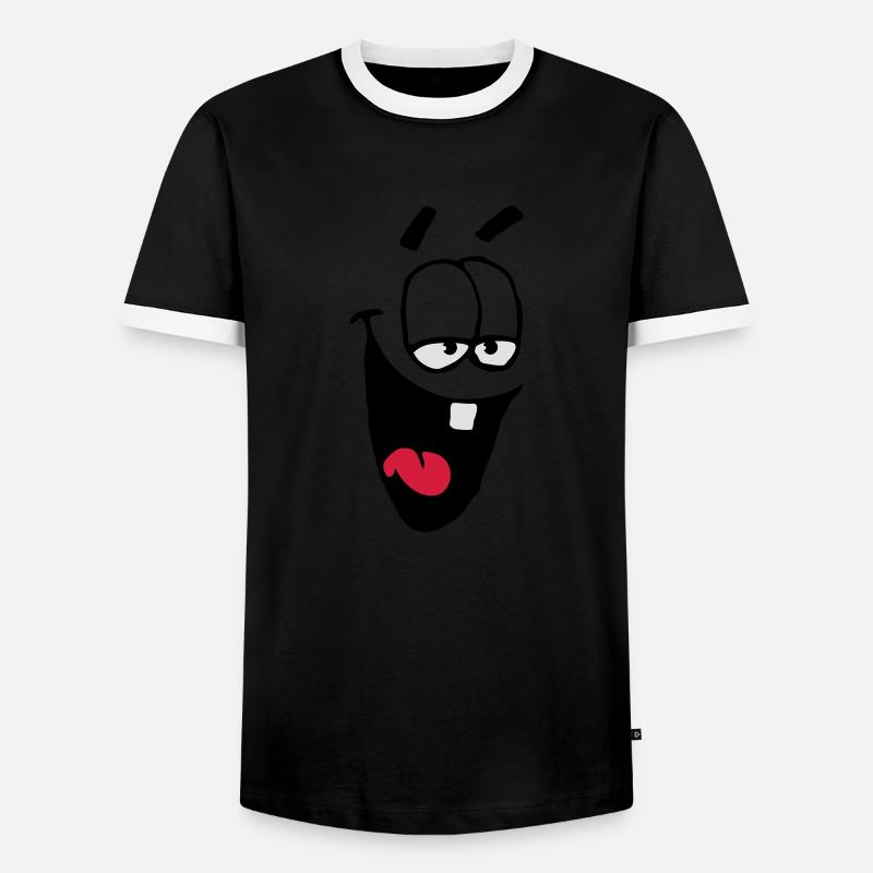 Laughing Comic Face Schadenfreude Laughing - Men's Ringer Shirt - black/white