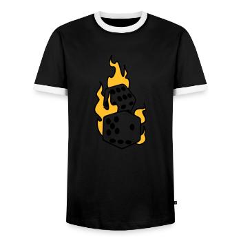 dices in flames - Men's Ringer Shirt - black/white - Front - AI Model Female 172 light (172cm) & AI Model Male 178 light (178cm)