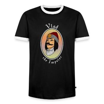 Balkans Roumanie Vlad Tepes Empaleur Vampire - T-shirt contrasté Homme - noir/blanc - Devant - AI Model Female 172 light (172cm) & AI Model Male 178 light (178cm)