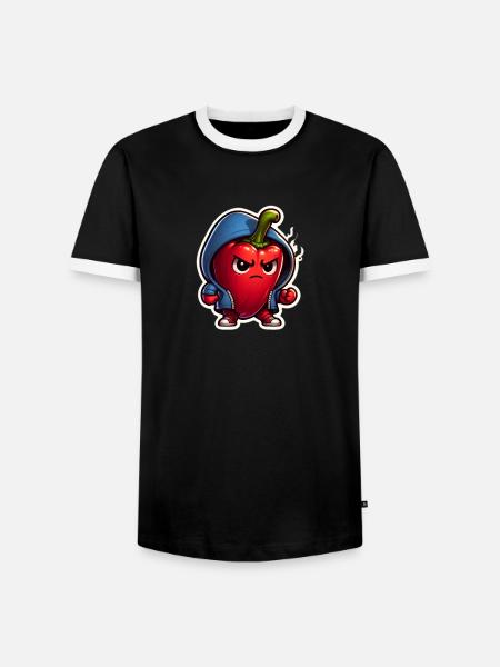 Wütende Paprika - Männer Kontrast-T-Shirt - Schwarz/Weiß