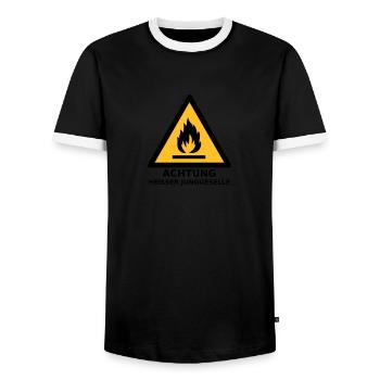 Junggesellenabschied - heißer Junggeselle - Männer Kontrast-T-Shirt - Schwarz/Weiß - Vorne - AI Model Female 172 light (172cm) & AI Model Male 178 light (178cm)