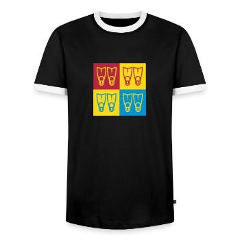 Scuba Diving Diver Plongée Sous-Marine Tauchen - Men's Ringer Shirt - black/white - Front - AI Model Female 172 light (172cm) & AI Model Male 178 light (178cm)