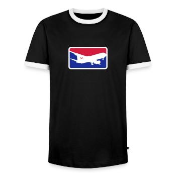 sports logo red blue pilot hobby pilot aircraft - Men's Ringer Shirt - black/white - Front - AI Model Female 172 light (172cm) & AI Model Male 178 light (178cm)