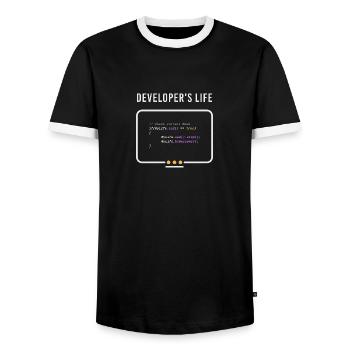 Nerd Développeur Programmeur Informatique Développeur - T-shirt contrasté Homme - noir/blanc - Devant - AI Model Female 172 light (172cm) & AI Model Male 178 light (178cm)