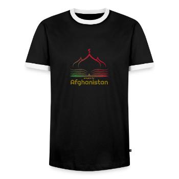 Prières pour l’Afghanistan. Solidarité afghane - T-shirt contrasté Homme - noir/blanc - Devant - AI Model Female 172 light (172cm) & AI Model Male 178 light (178cm)