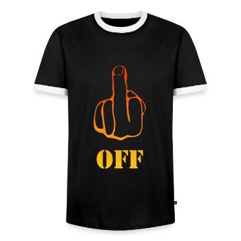 Fuck off - Männer Kontrast-T-Shirt - Schwarz/Weiß - Vorne - AI Model Female 172 light (172cm) & AI Model Male 178 light (178cm)