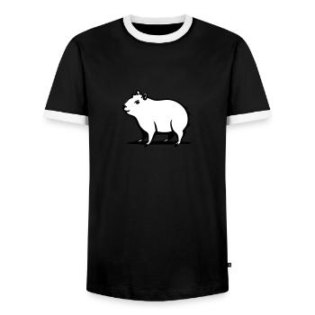 A cute capybara in a cartoon stem - Men's Ringer Shirt - black/white - Front - AI Model Female 172 light (172cm) & AI Model Male 178 light (178cm)