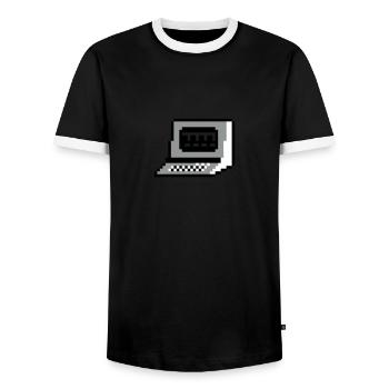 pixel computer - Men's Ringer Shirt - black/white - Front - AI Model Female 172 light (172cm) & AI Model Male 178 light (178cm)