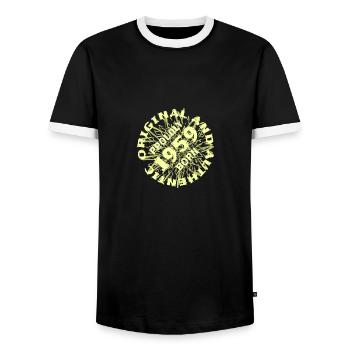 Original 1959 - Männer Kontrast-T-Shirt - Schwarz/Weiß - Vorne - AI Model Female 172 light (172cm) & AI Model Male 178 light (178cm)