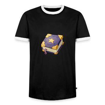 Grimoire magique des sorciers - T-shirt contrasté Homme - noir/blanc - Devant - AI Model Female 172 light (172cm) & AI Model Male 178 light (178cm)
