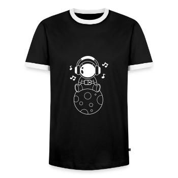 ASTRONAUT MOON SPACE MOTIF COSMONAUT STAR MUSIC - Men's Ringer Shirt - black/white - Front - AI Model Female 172 light (172cm) & AI Model Male 178 light (178cm)