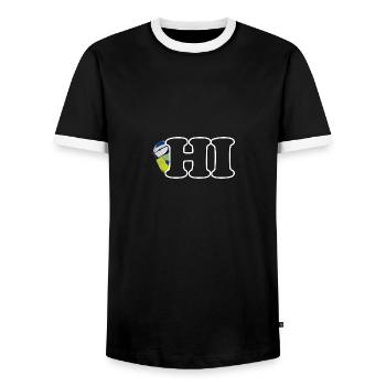 Blue Hi Bird Biologist Ornithologist Animal - Men's Ringer Shirt - black/white - Front - AI Model Female 172 light (172cm) & AI Model Male 178 light (178cm)
