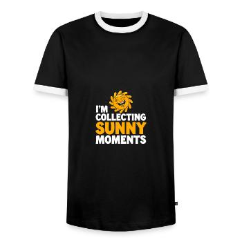 Sunny Summer Moments Vibes Summer Sun - Men's Ringer Shirt - black/white - Front - AI Model Female 172 light (172cm) & AI Model Male 178 light (178cm)