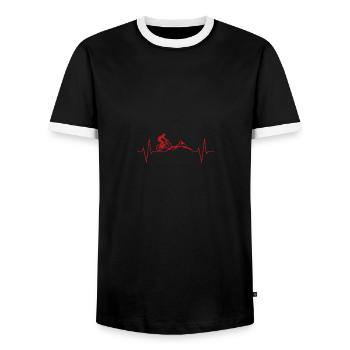 Pulse Gift Bicycle Cyclist Sport - Men's Ringer Shirt - black/white - Front - AI Model Female 172 light (172cm) & AI Model Male 178 light (178cm)