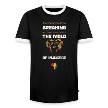 Breaking the Mold of Injustice - Männer Kontrast-T-Shirt - Schwarz/Weiß - Vorne - AI Model Female 172 light (172cm) & AI Model Male 178 light (178cm)
